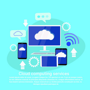 云計算技術服務, 以漸變平面顏色樣式的新潮線的數據存儲概念